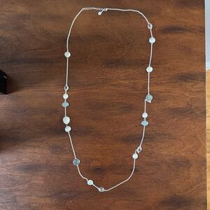 Stella & Dot Elegant Silver Necklace with White and Blue Accents